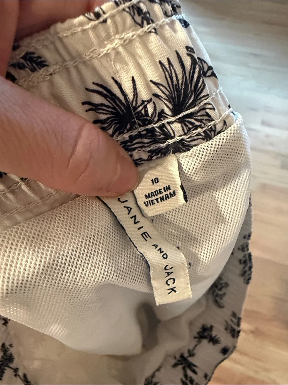Janie and Jack White Shorts with Black Palm Print